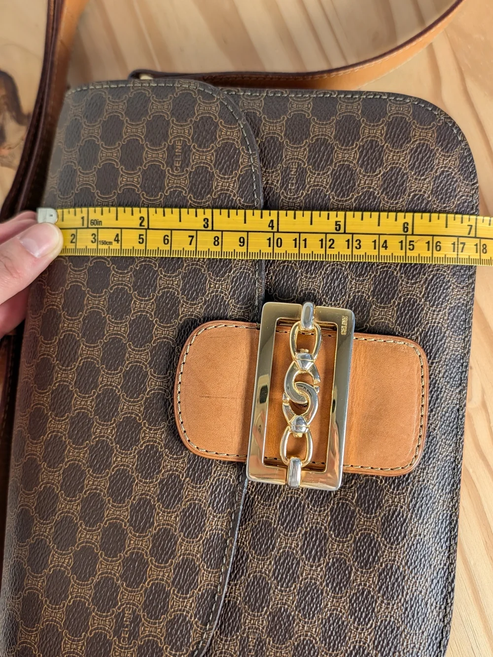 Authentic Vintage CELINE Macadam Crossbody/ Shoulder Bag Statement Gold Hardware